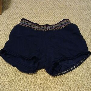 Wonder Nation Navy Shorts with Vibrant Waistband With Stain On Back M
